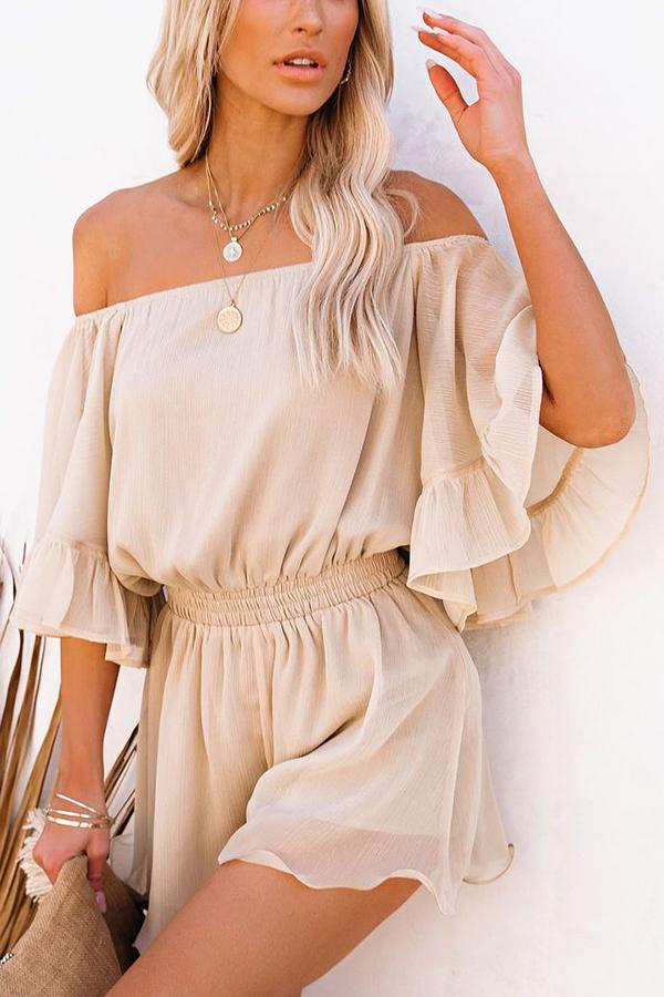 Demure Off The Shoulder Chiffon Romper