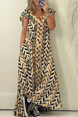 Out At Sea Tribal Printed Pocket A-line Maxi Dress