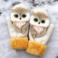 Cartoon plush knitted warm Christmas gloves