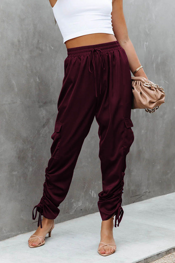 Moon Lover Satin Ruched Cargo Pants