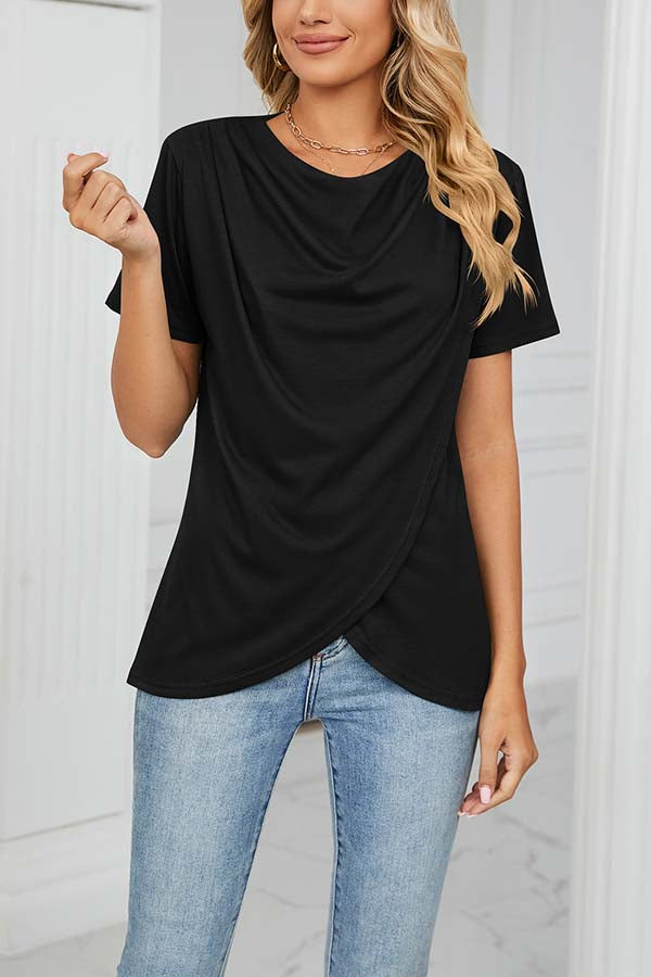 Something Casual Cowl Neck Wrap T-shirt