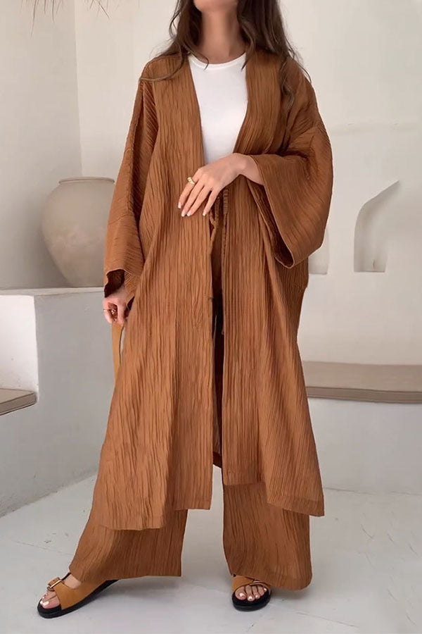 Ruched Textured Oversized Kimono Cardigan