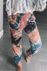 Casual Mid-waist Tie-dye Pants