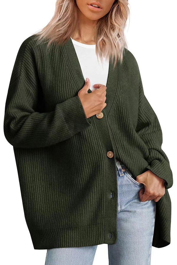 Mountain View Knit Ribbed Button Relaxed Cardigan