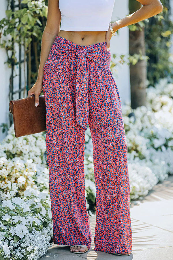 Kassidy Floral High Rise Tie Front Wide Leg Pants