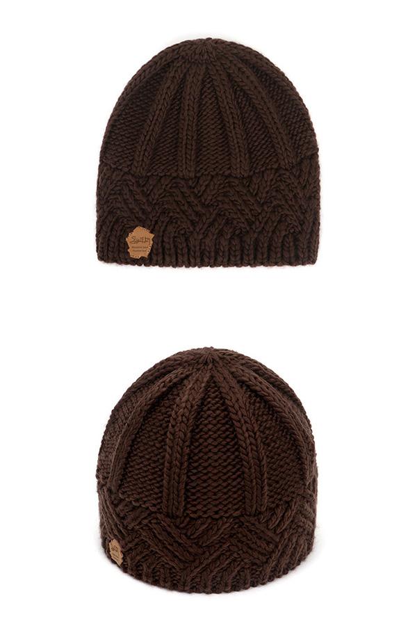 Retro style rhombus lattice thick needle wool knitted hat