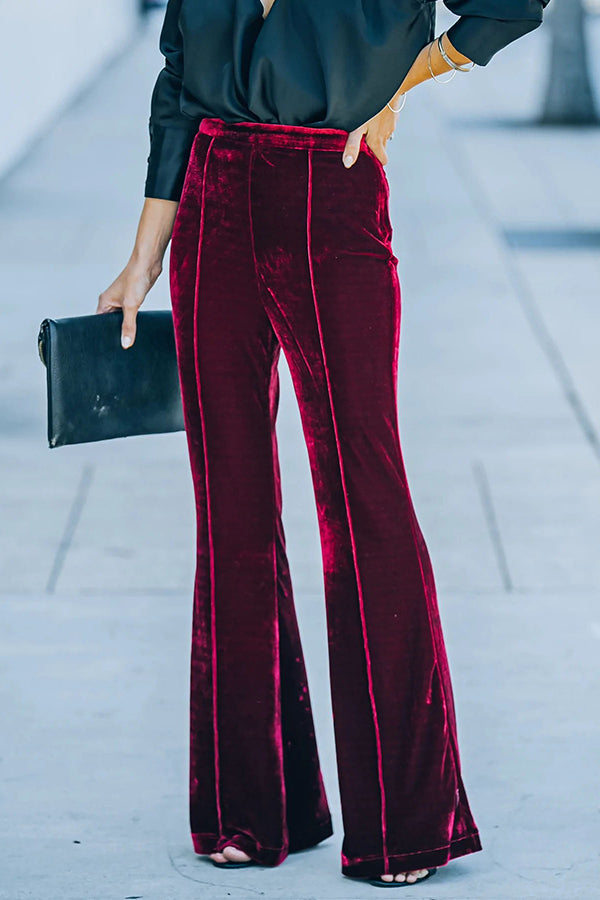 Perfect Glam High Rise Velvet Flare Pants