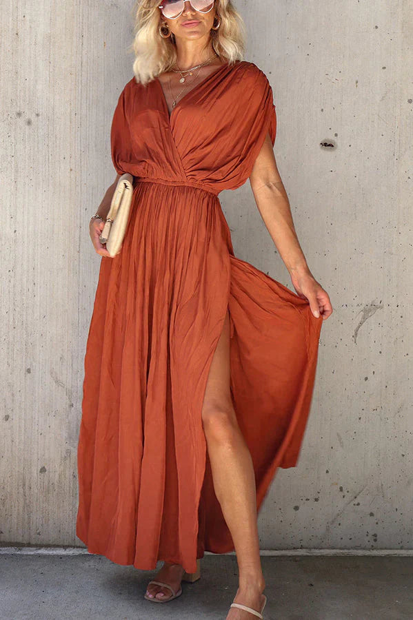 Reina Batwing Slit Vacation Maxi  Dress