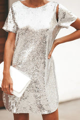 Just Fabulous Sequin Cut Out Shift Dress