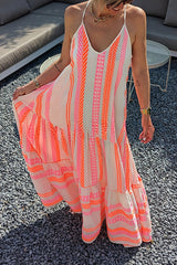 Away on Vacay Ethnic Print A-line Cami Maxi Dress