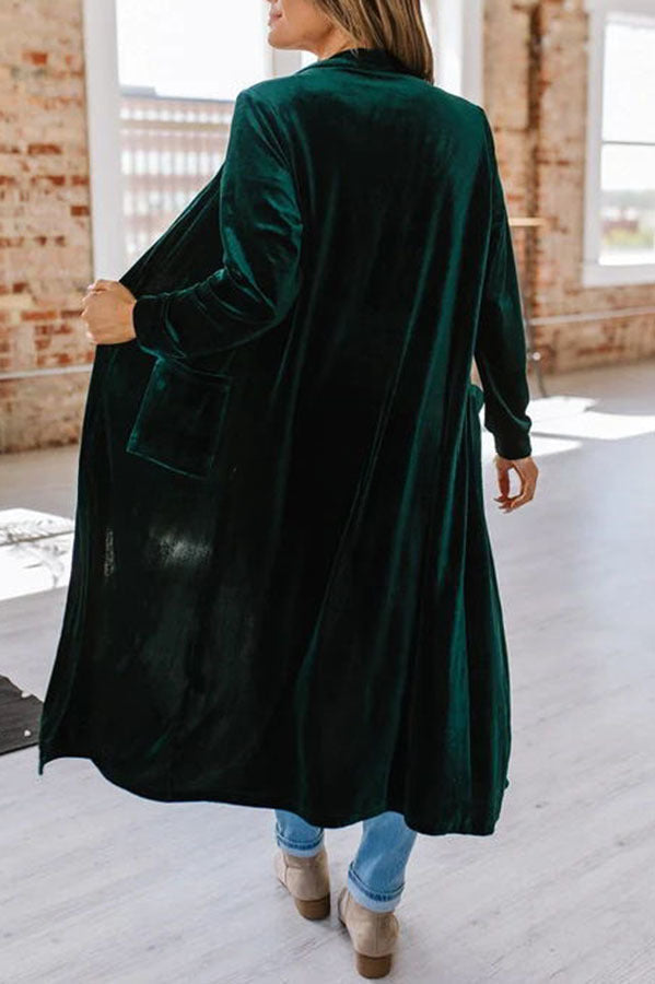 Like Royal Velvet Long Sleeve Pocket Drape Jacket