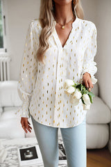 Printed V Neck Pullover Long Sleeved Shirt