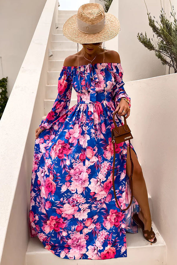 Our Love Connection Tropical Off Shoulder Maxi Dress