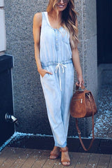 New Ideas Pocketed Denim Jumpsuit