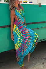 My Own Rhythm Tie-dye Print Halter Stretch Jumpsuit