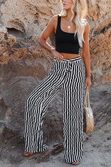 Choppy Waters High Rise Striped Print Pants