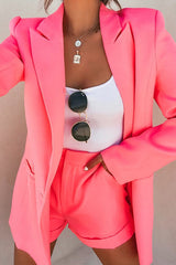 Standards Pocketed Bright Colour Blazer Shorts Suit