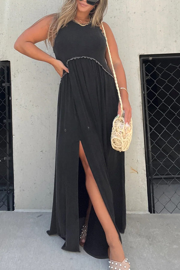 Slit Casual Simple Loose Maxi Dress