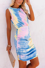 Tie-dye Smocked Cotton-blend Dress