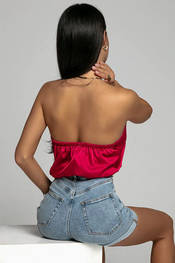 Wished for More Halter Neck Satin Top