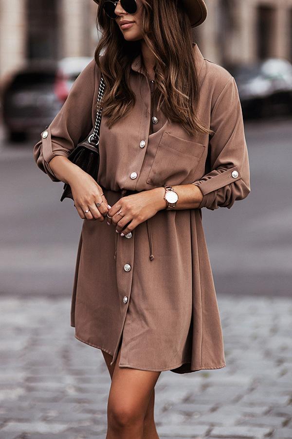 The City Pocketed Button Down Shirt Dress