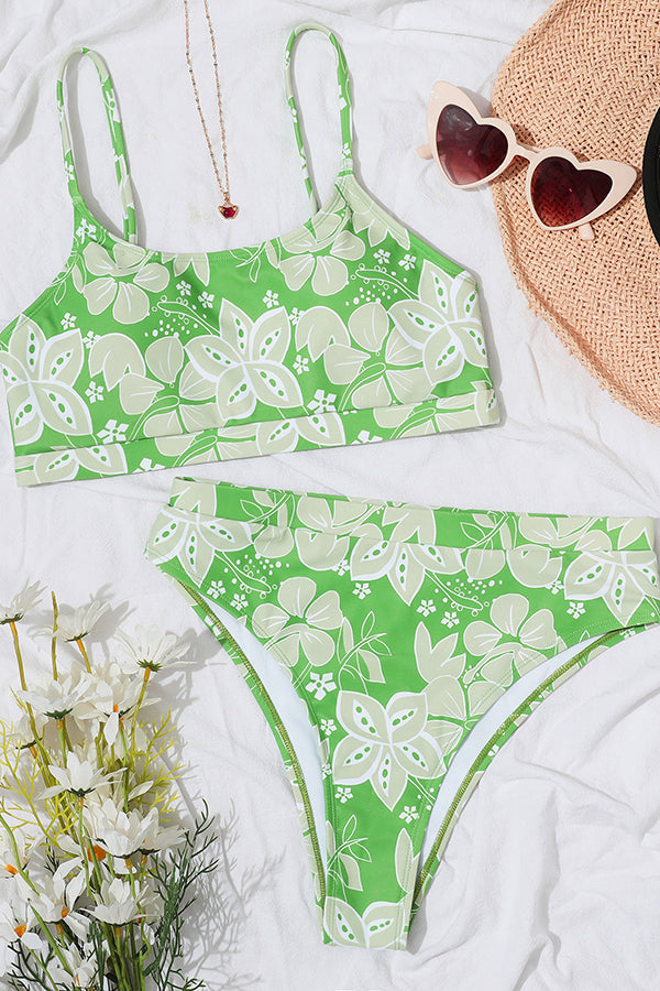 Daring Heart Floral High Waist Bikini Set