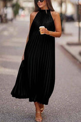 Take Me There Pleated A-line Loose Midi Dress