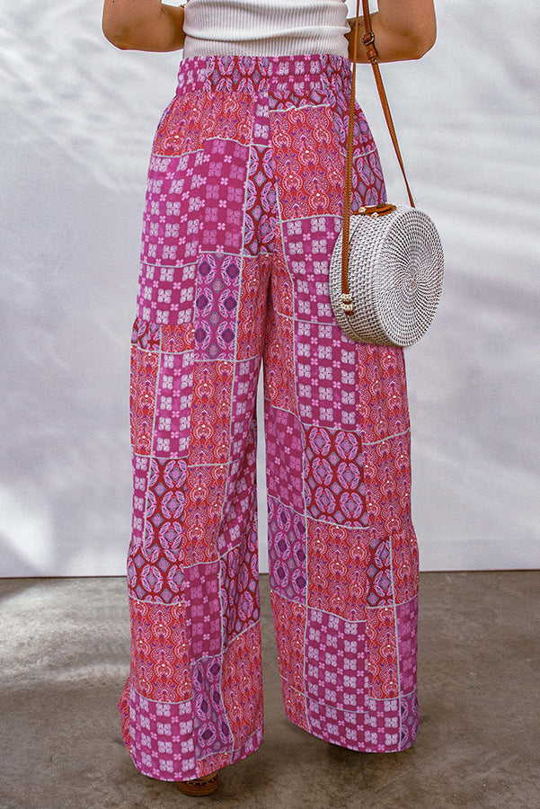 Moxy Bohemian Patchwork Drawstring Wide Leg Pants