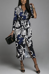 Lasting Daydream Printed Wrap Shirt Midi Dress