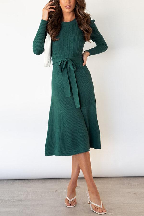 Bubble Long-sleeved Knitted Mid-length Dress