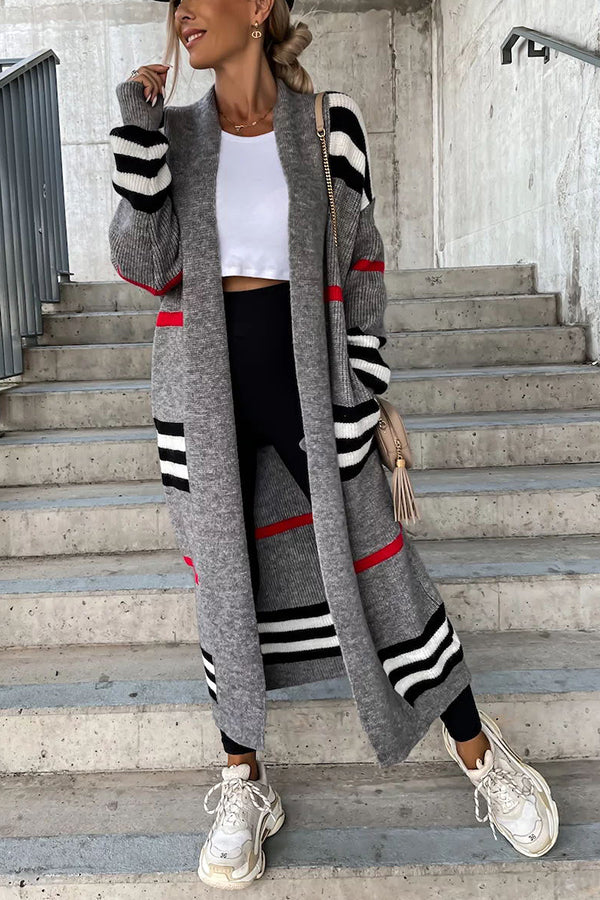 Miracles of Cozy Striped Midi Cardigan