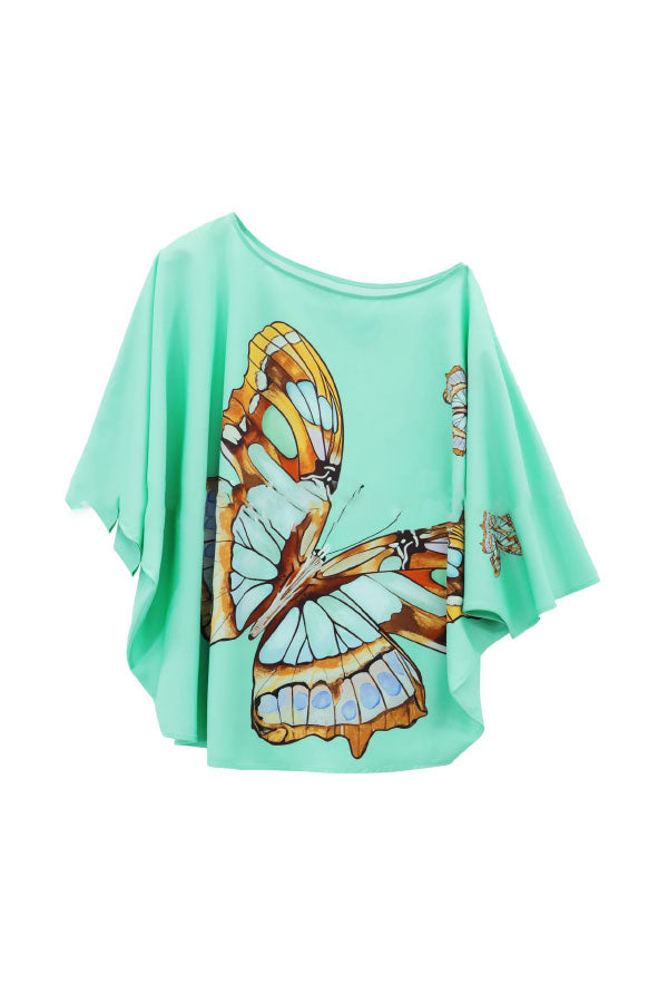 Resort Inspired Butterfly Print Off-Shoulder Top