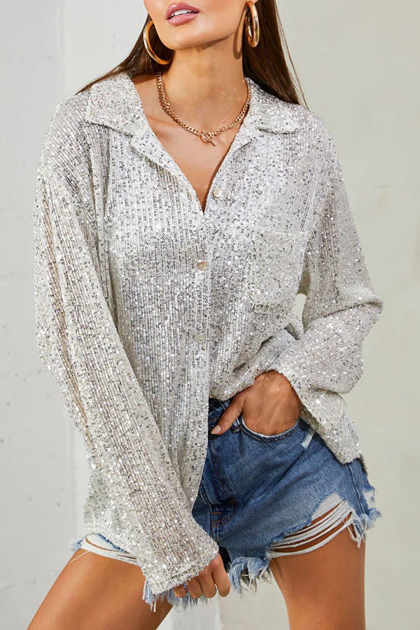 Attention Seeker Sequin Button Top