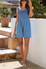 The Best Escape Denim Smocked Pocketed Romper