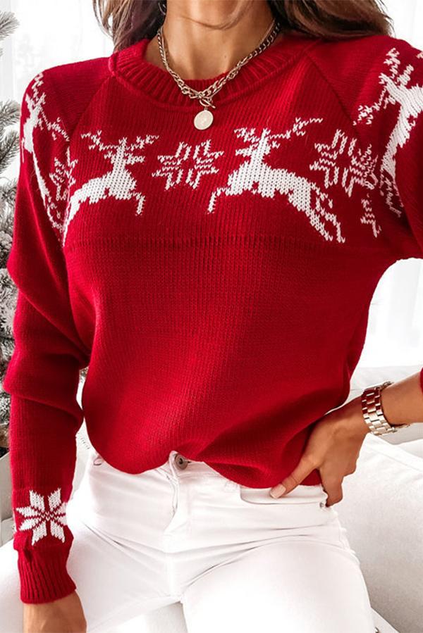 Women's Snowflake Long-sleeved Knitted Christmas Jumper Sweater