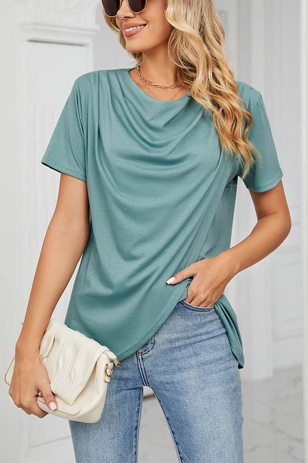 Something Casual Cowl Neck Wrap T-shirt