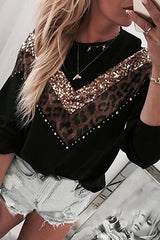 Sequined Leopard Panel Top