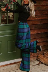 Festival Feels Plaid High Rise Wide Leg Pants