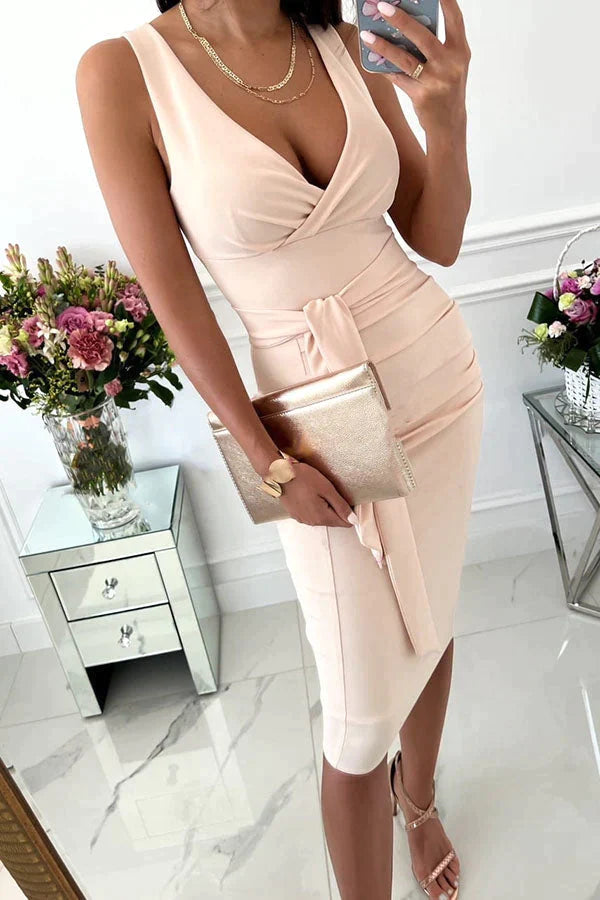 Free To Be Fabulous Belted Midi Dress