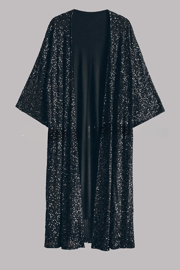 Disco Glamour Sequin Bell Sleeve Kimono