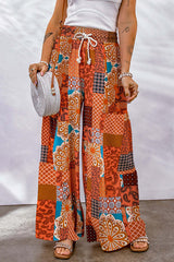 Moxy Bohemian Patchwork Drawstring Wide Leg Pants