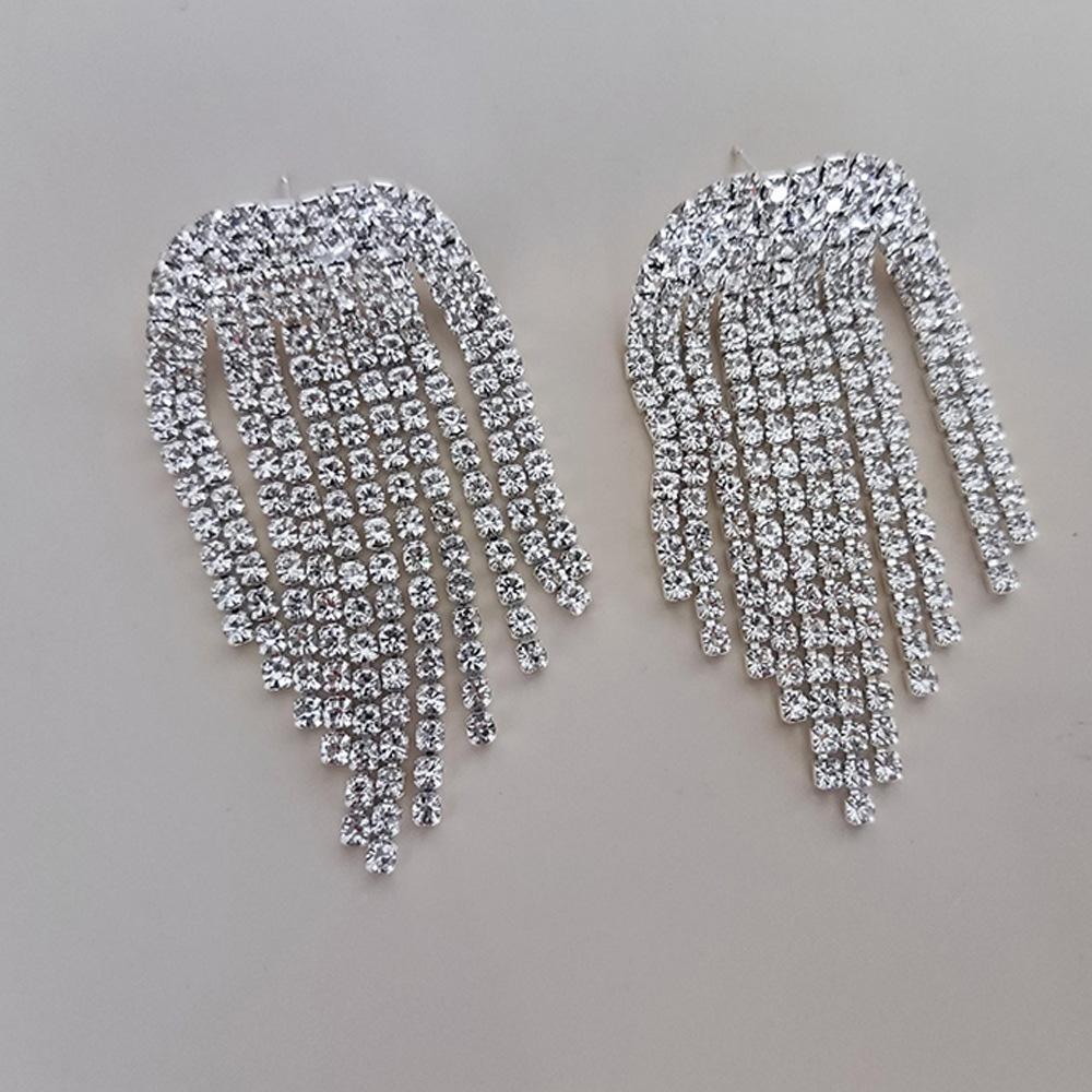 Colorful Heart Sparkling Diamond Tassel Earrings