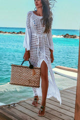 Beachside Retreat Crochet Cover-Up Dress