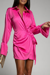 Loved By You Wrap Shirt Mini Dress