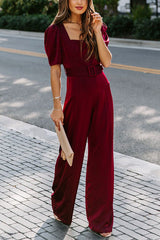 Gala So Grand Velvet Belted Wide Leg Jumpsuit