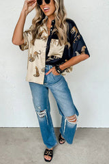 Catch You Later Cheetah Satin Color Block Blouse