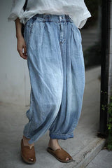 Imelda Vintage Elastic Waist Baggy Lantern Jeans