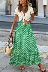 Coastal Charisma Printed Elastic Waist Maxi Skirt