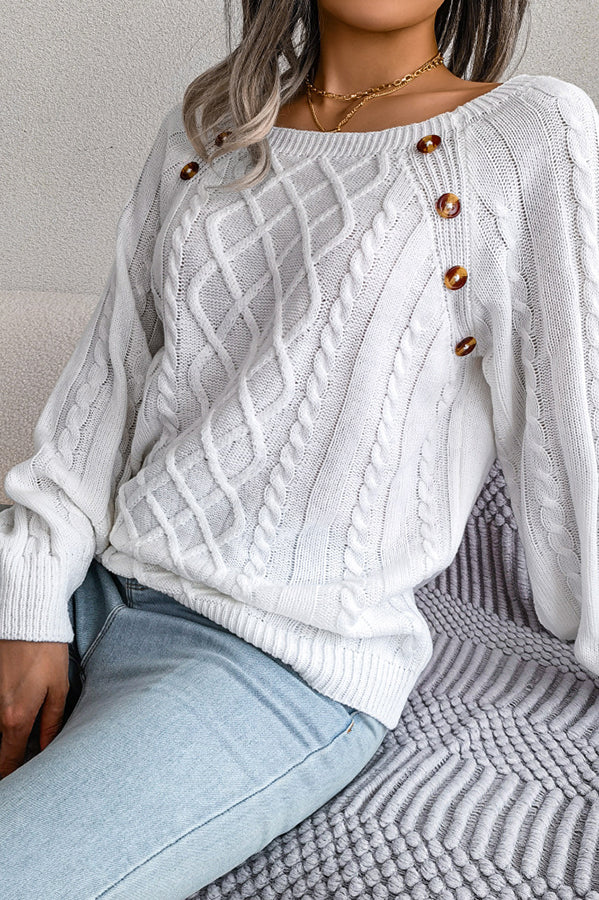 Sweet Life Button Cable Knit Sweater