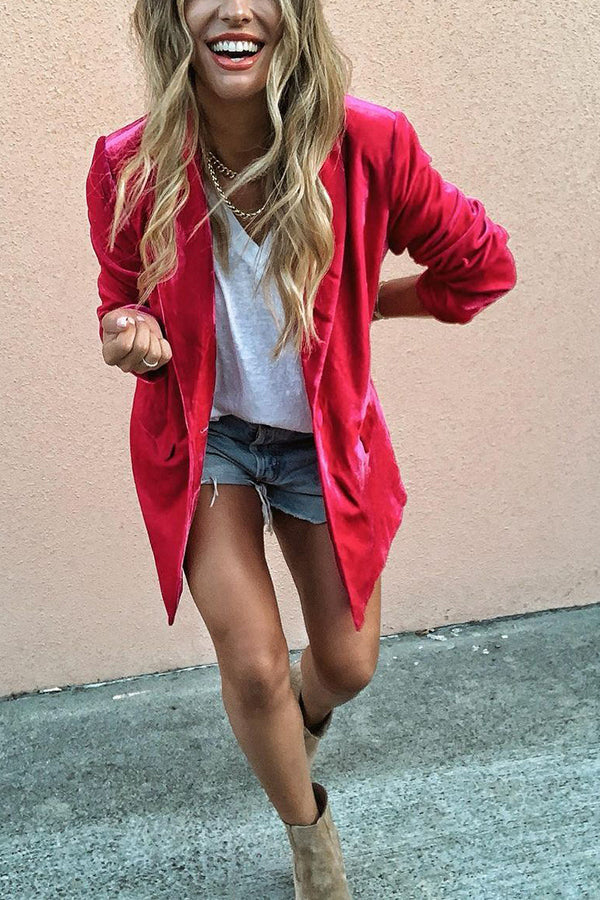 Ritz and Romance Pocketed Velvet Blazer